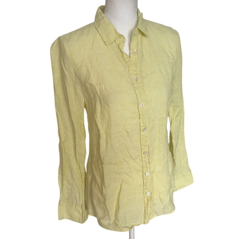 J. Crew 100% Linen Perfect button down long sleeve shirt size 4 - Picture 2 of 7